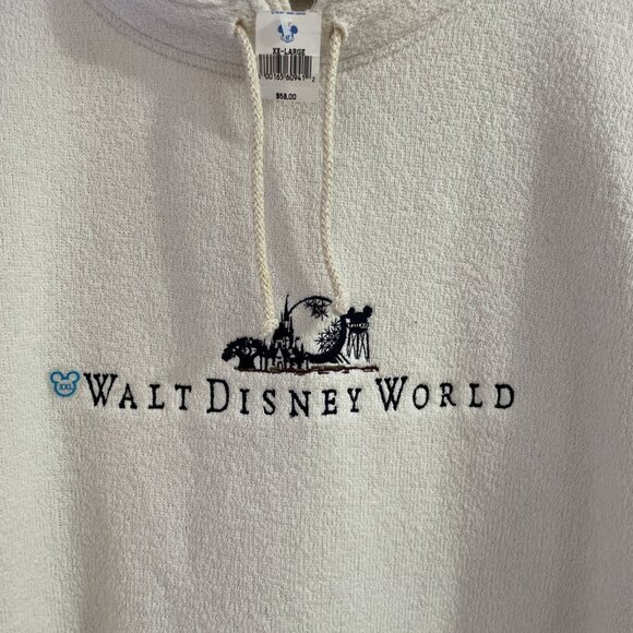 Vintage Walt Disney World Terry Sweatshirt Unisex Size 2XL Cream Embroidered NWT - Picture 4 of 10